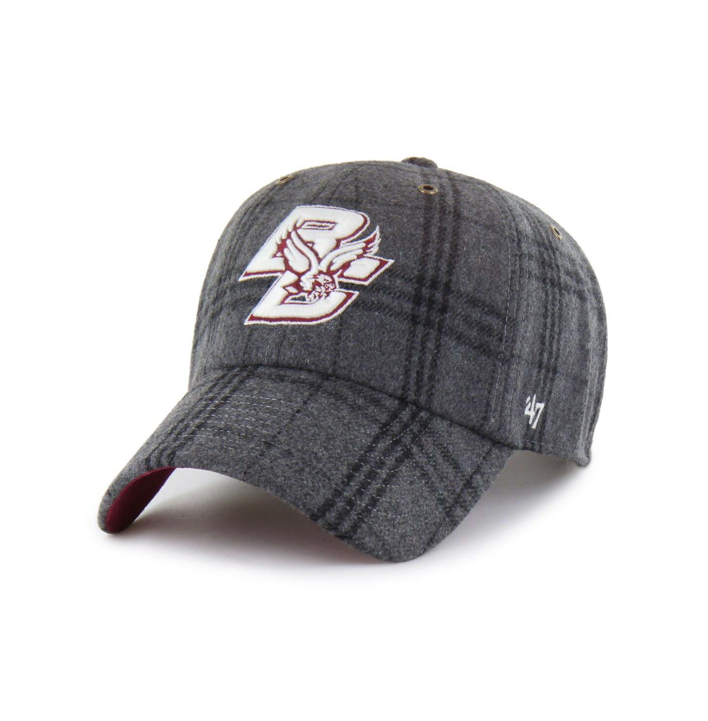 Кепка '47 Brand Gray Boston College Eagles Plaid Windowpane Clean Up Adjustable Hat — фото 1