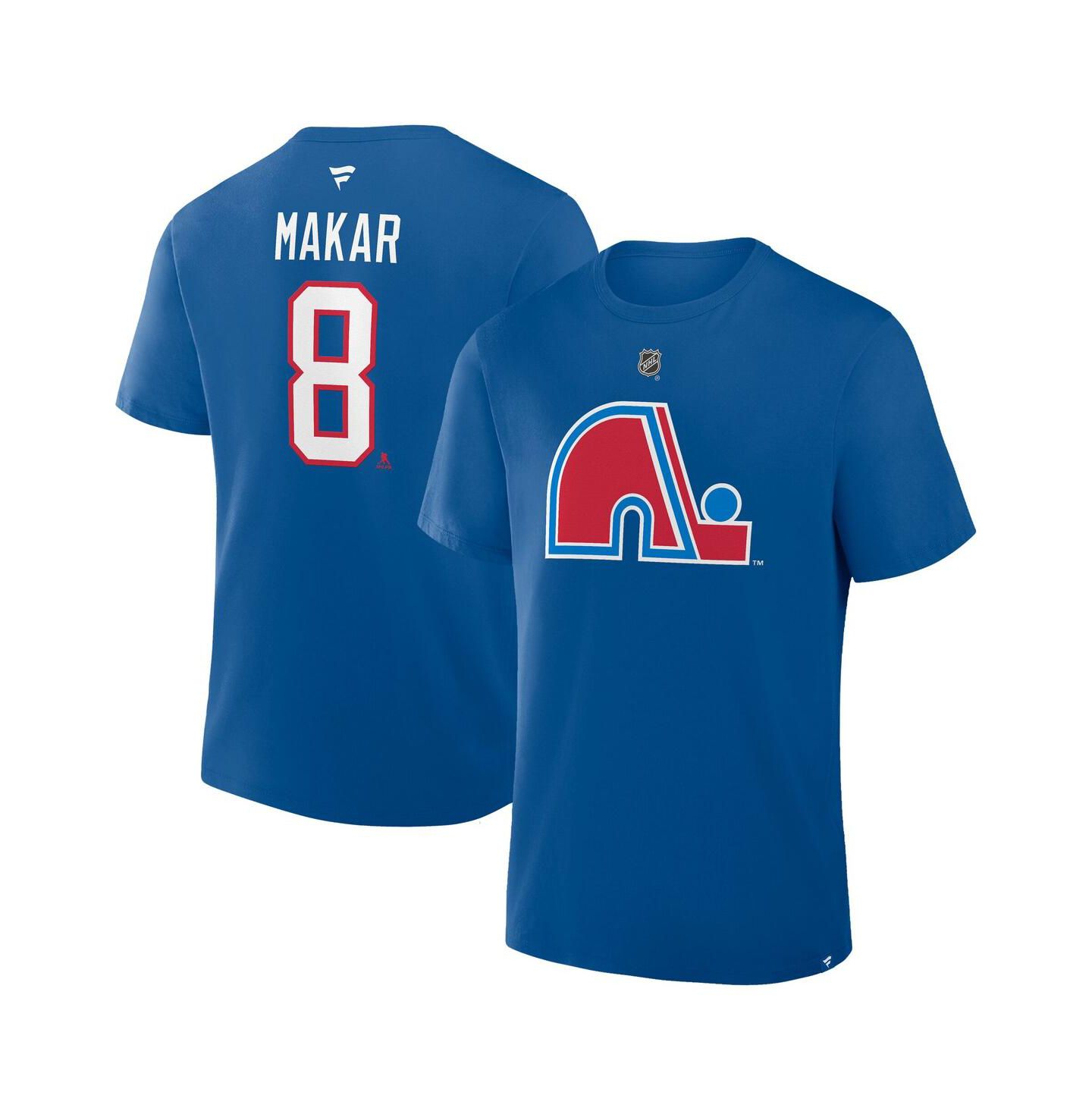 Мужская футболка Fanatics Cale Makar Blue Colorado Avalanche Heritage Authentic Stack Name & Number — фото 1