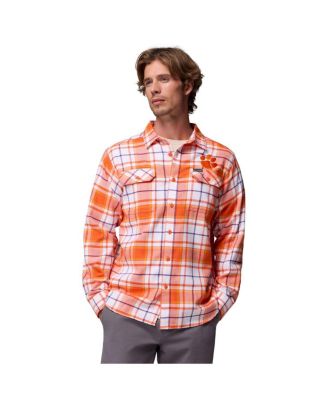 Columbia - Men's Orange Clemson Tigers Flare Gun Omni-Wick Flannel Long Sleeve Button-Up Shirt