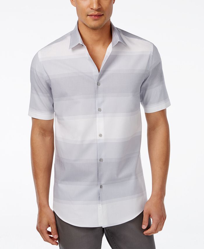 Alfani Men's Colby Horizontal-Stripe Short-Sleeve Shirt, Created for ...