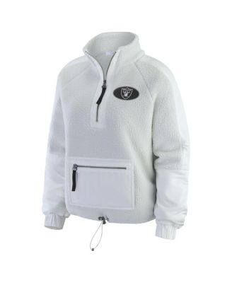 Women's White Las Vegas Raiders Polar Fleece Half-Zip Jacket