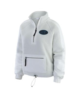 Women's White Carolina Panthers Polar Fleece Half-Zip Jacket
