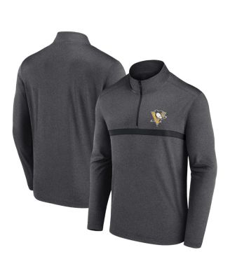 Logo Athletic - Men's Heather Charcoal Pittsburgh Penguins Head-to-Head Raglan Quarter-Zip Sweatshirt