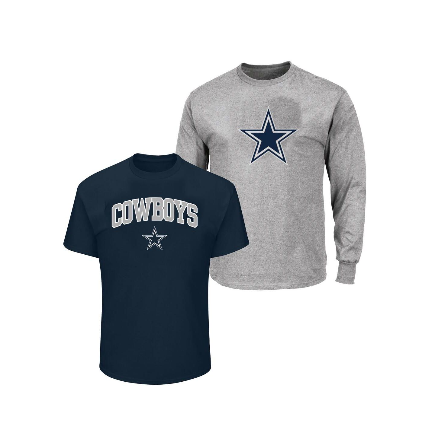 Fanatics Men's Navy/Heather Gray Dallas Cowboys Big & Tall 2-Pack T-Shirt Set — фото 1