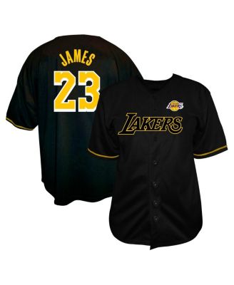Profile - Men's LeBron James Black Los Angeles Lakers Big Tall Name Number Button-Up Jersey