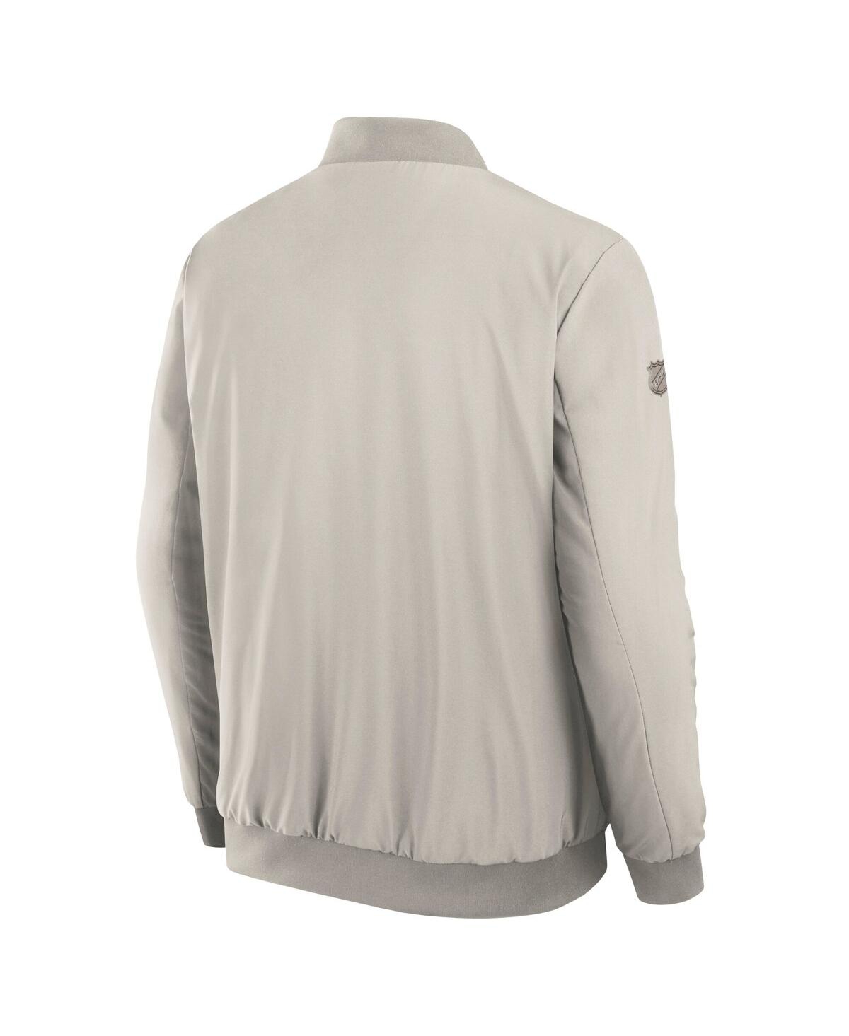 Fanatics Men's Cream Columbus Blue Jackets Authentic Pro Road Full-Zip Bomber Jacket