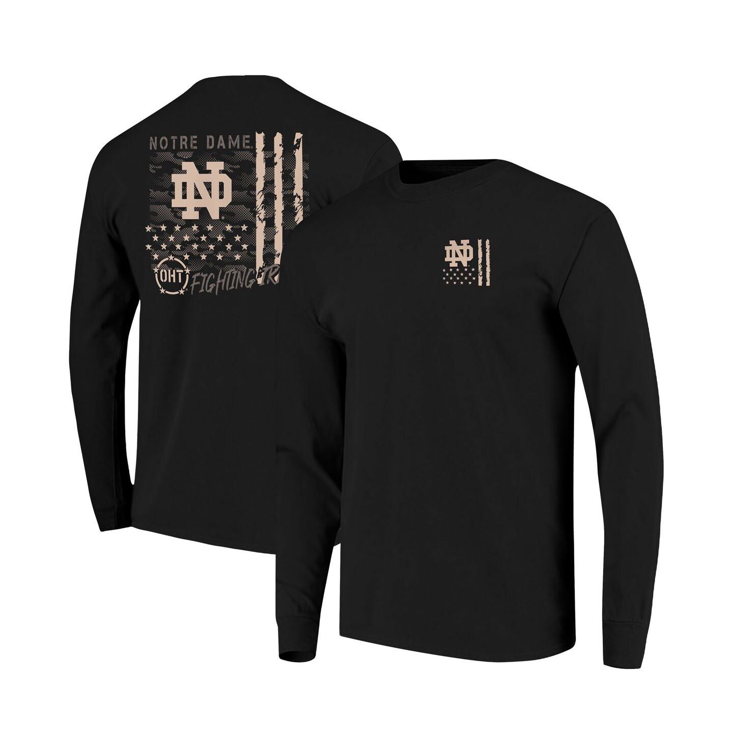 Мужская футболка Image One Black Notre Dame Fighting Irish OHT Camo Overlay Comfort Colors Long Sleeve — фото 1