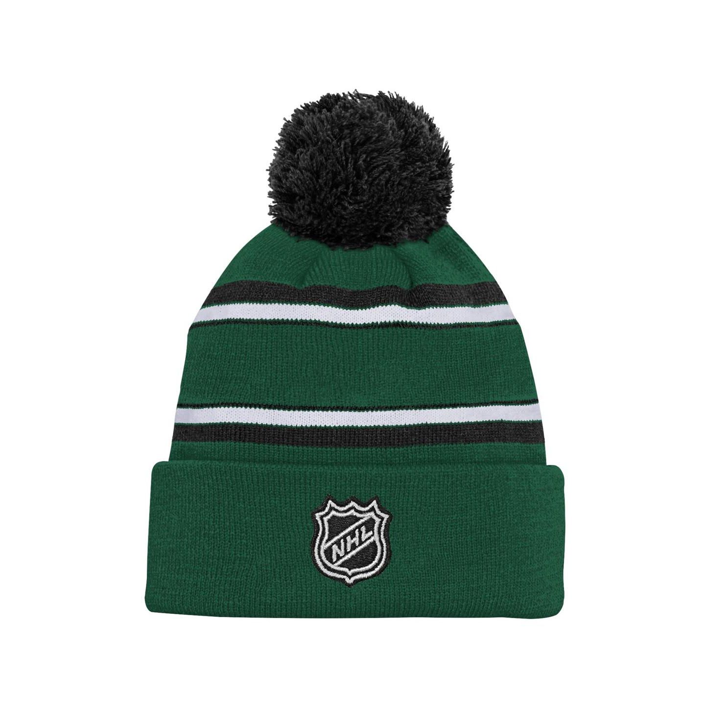 Детская вязаная шапка Outerstuff Minnesota Wild с помпоном, жаккард, зелёная — фото 2