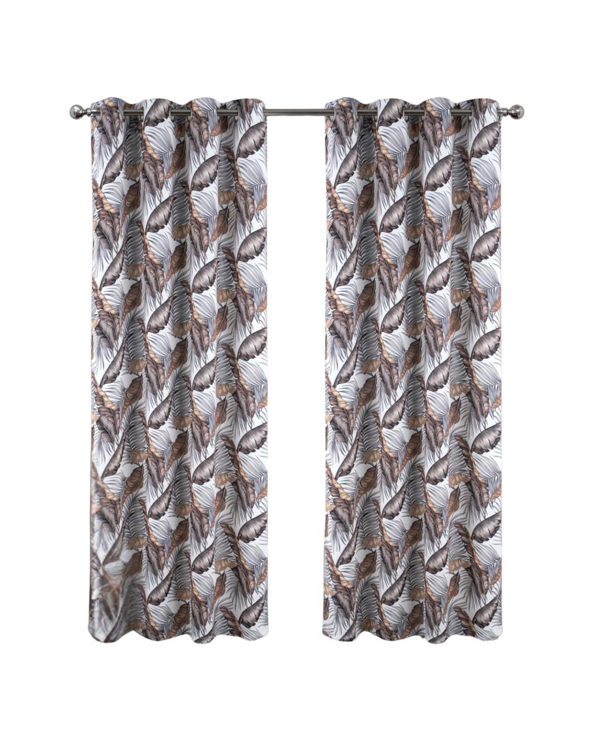 Rt Designer Collection Brazil Printed Blackout Luxurious Decorative Grommet Curtain Panel 54" x 90" Taupe
