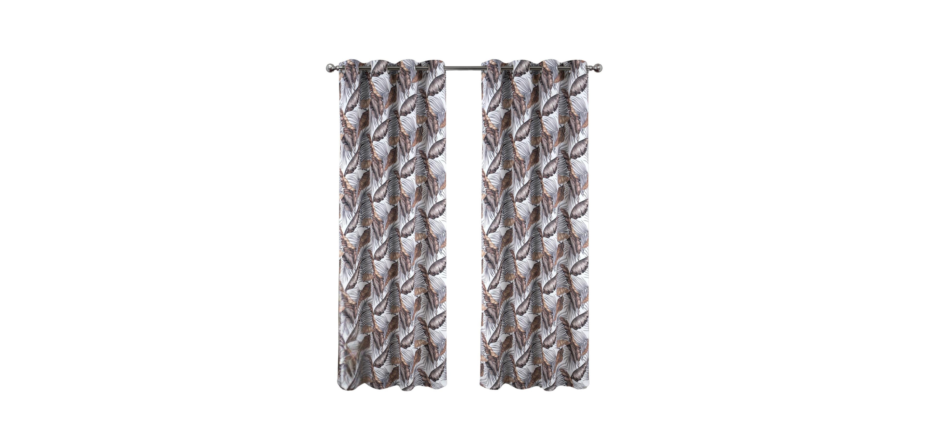 Rt Designer Collection Brazil Printed Blackout Luxurious Decorative Grommet Curtain Panel 54" x 90" Taupe
