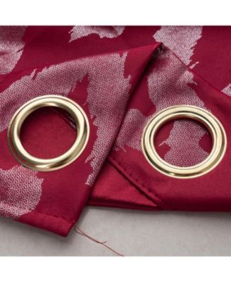 RT Designer Collection Heathrow Halo Foil Blackout Luxurious Decorative Grommet Curtain Panel 54" x 90" Red