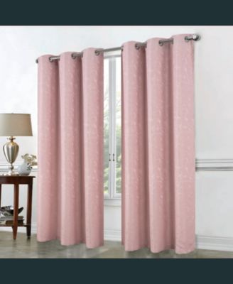 RT Designer Collection Cosmo Shimmer Jacquard 2 Pack Grommet Curtain Panel Pair 36" x 84" Blush
