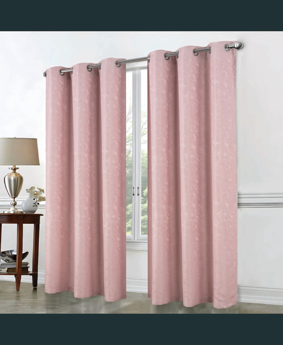 Rt Designer Collection Cosmo Shimmer Jacquard 2 Pack Grommet Curtain Panel Pair 36" x 84" Blush