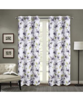 RT Designer Collection April Printed Blackout Luxurious Decorative Grommet Silver Curtain Panel