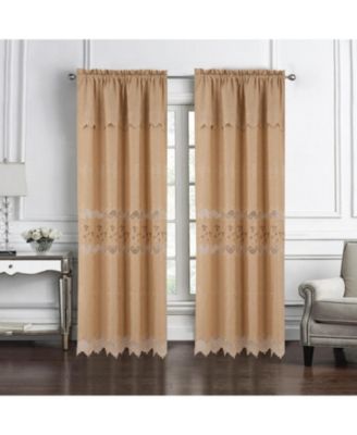 RT Designer Collection Alice Macrame Luxurious Decorative Rod Pocket Curtain Panel 54" x 84" Gold