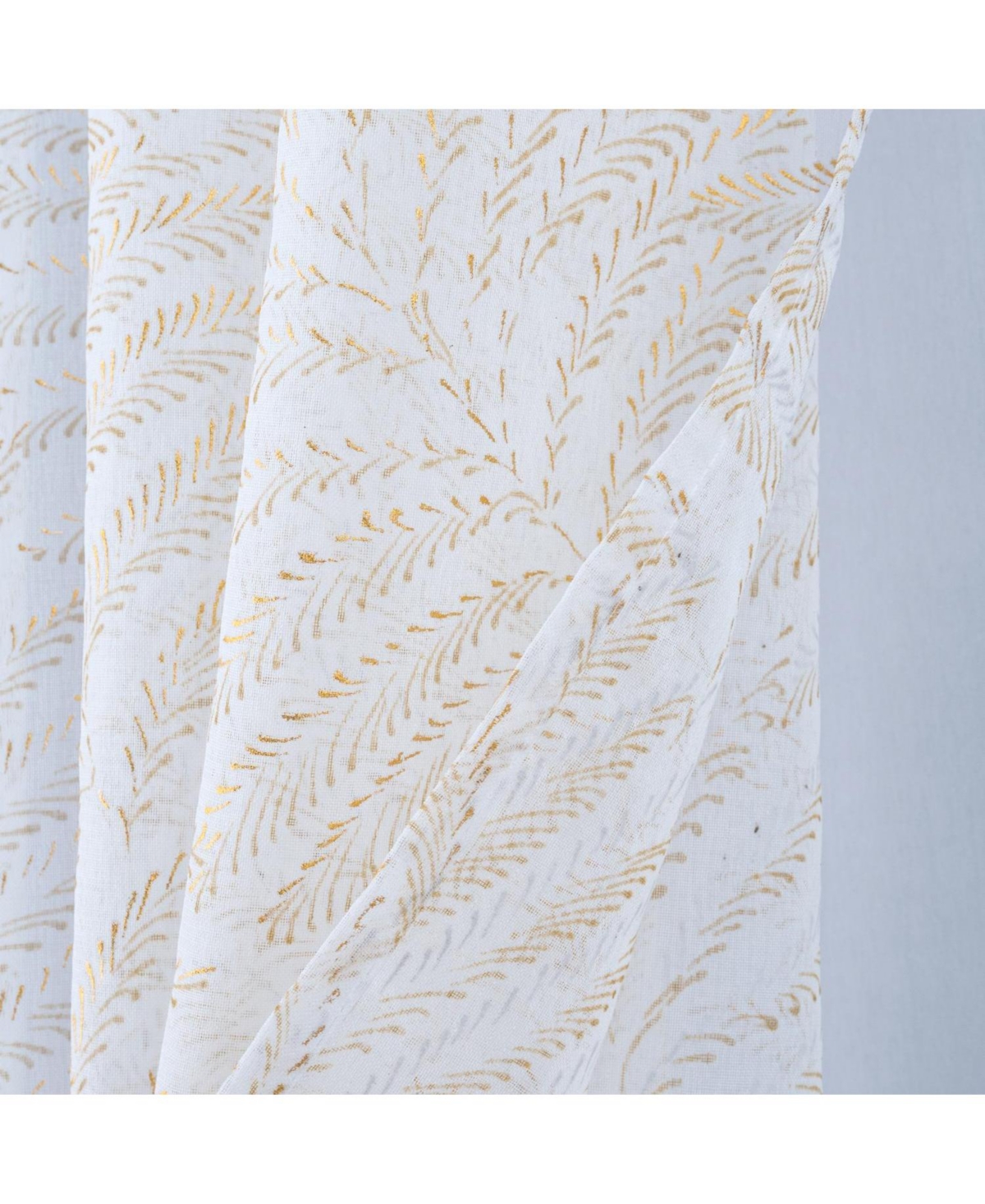 Rt Designers Collection Faye Grommet Metallic Sheer Printed Doily Curtain Panel 54" x 84" Taupe