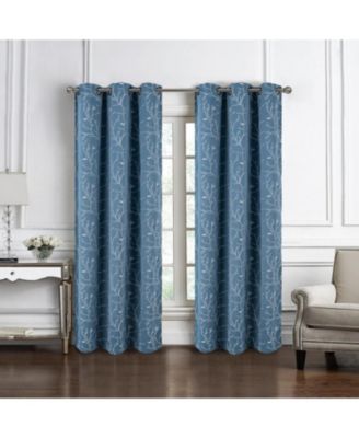 RT Designer Collection Luciana Embroidered Blackout Luxurious Decorative Grommet Curtain Panel 54" x 84" Wedgwood