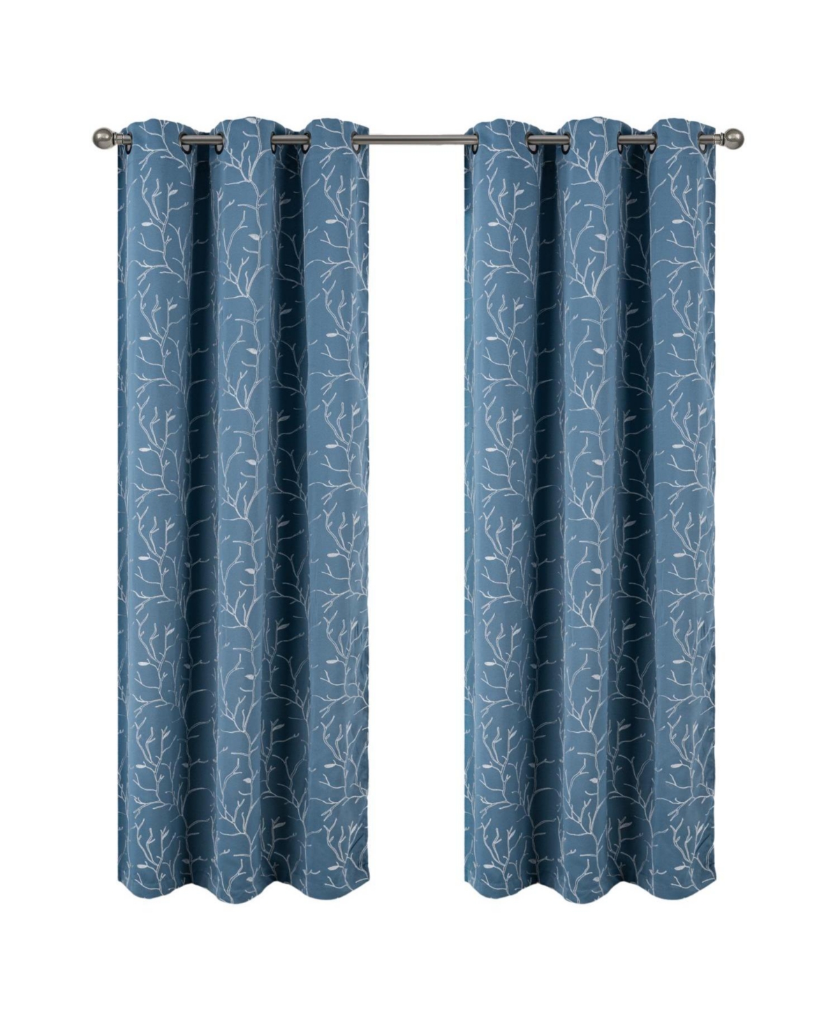 Rt Designer Collection Luciana Embroidered Blackout Luxurious Decorative Grommet Curtain Panel 54" x 90" Wedgwood