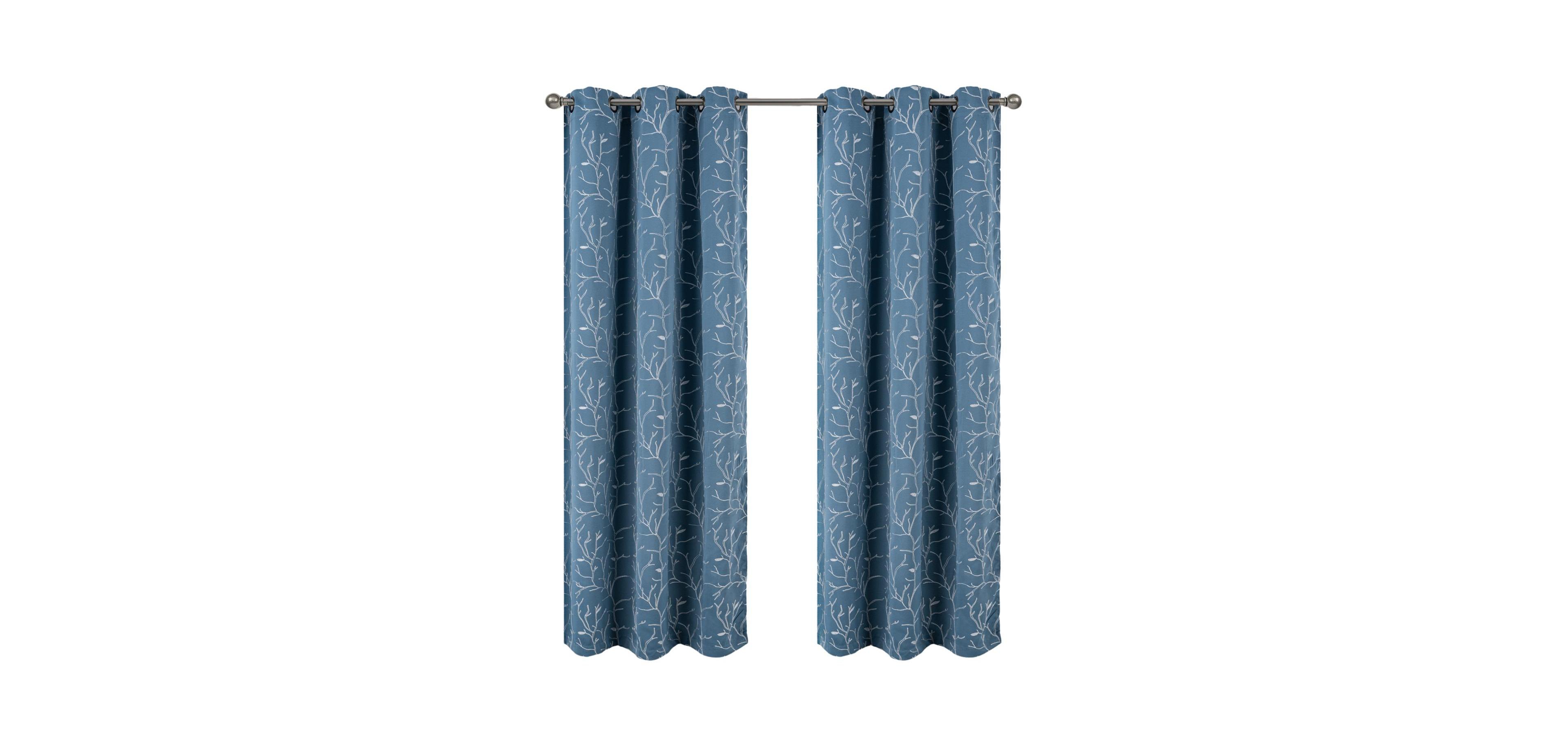 Rt Designer Collection Luciana Embroidered Blackout Luxurious Decorative Grommet Curtain Panel 54" x 90" Wedgwood