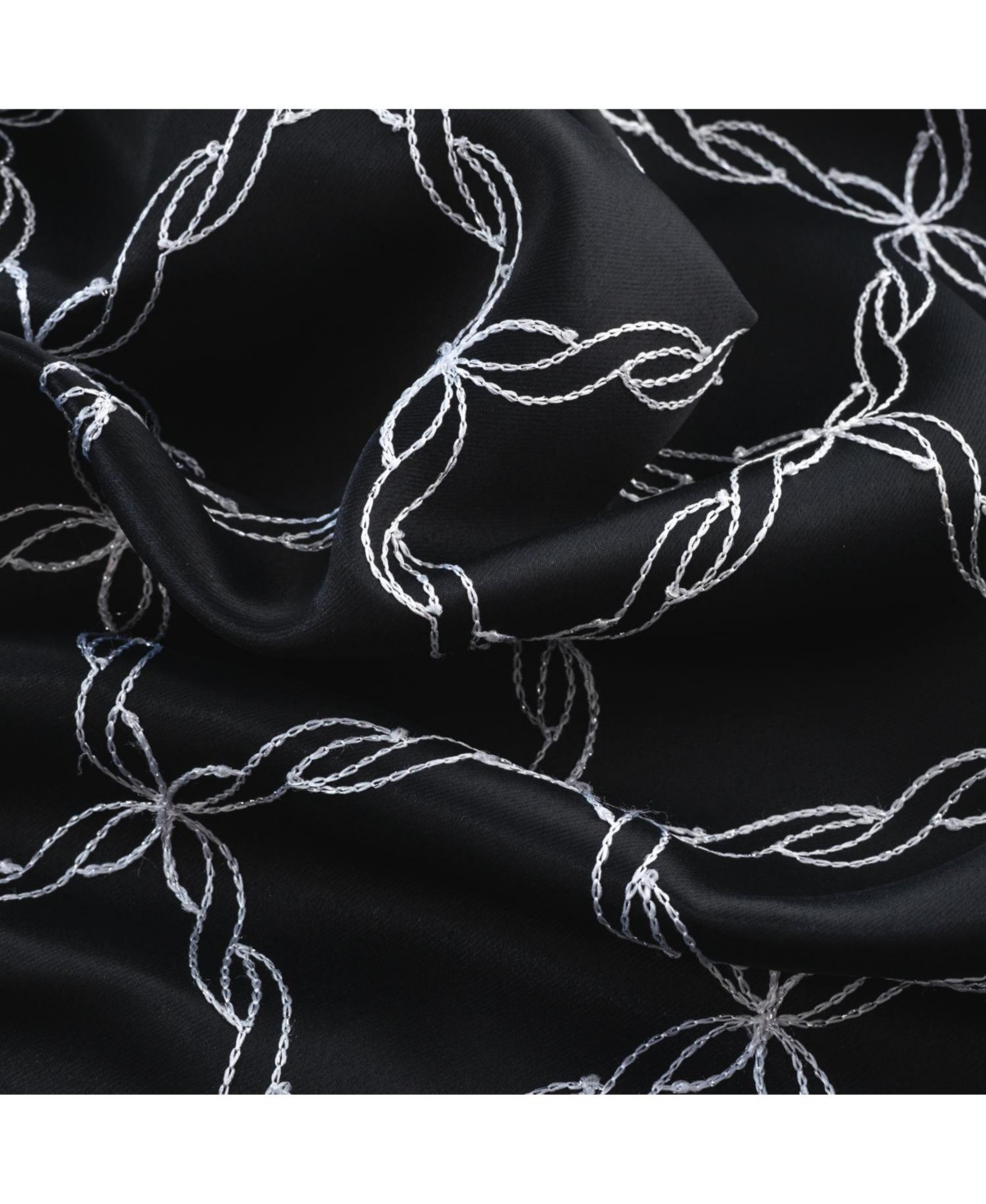 Rt Designer Collection Gable Embroidered Blackout Luxurious Decorative Grommet Curtain Panel 54" x Black
