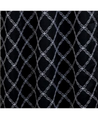RT Designer Collection Gable Embroidered Blackout Luxurious Decorative Grommet Curtain Panel 54" x Black