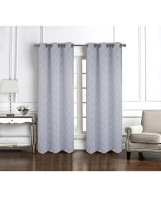 RT Designer Collection Gable Embroidered Blackout Luxurious Decorative Grommet Curtain Panel 54" x Silver