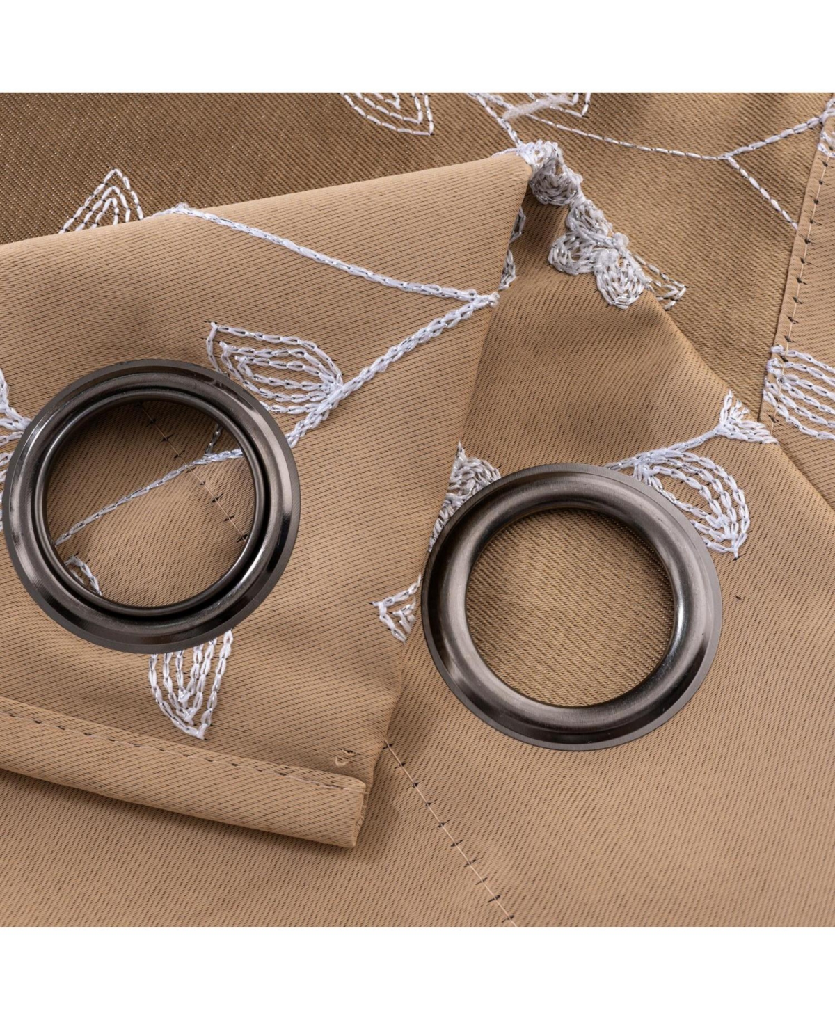 Rt Designer Collection Lilian 2 Pack Embroidered Blackout Luxurious Decorative Grommet Curtain Panel 36" x 84" Taupe