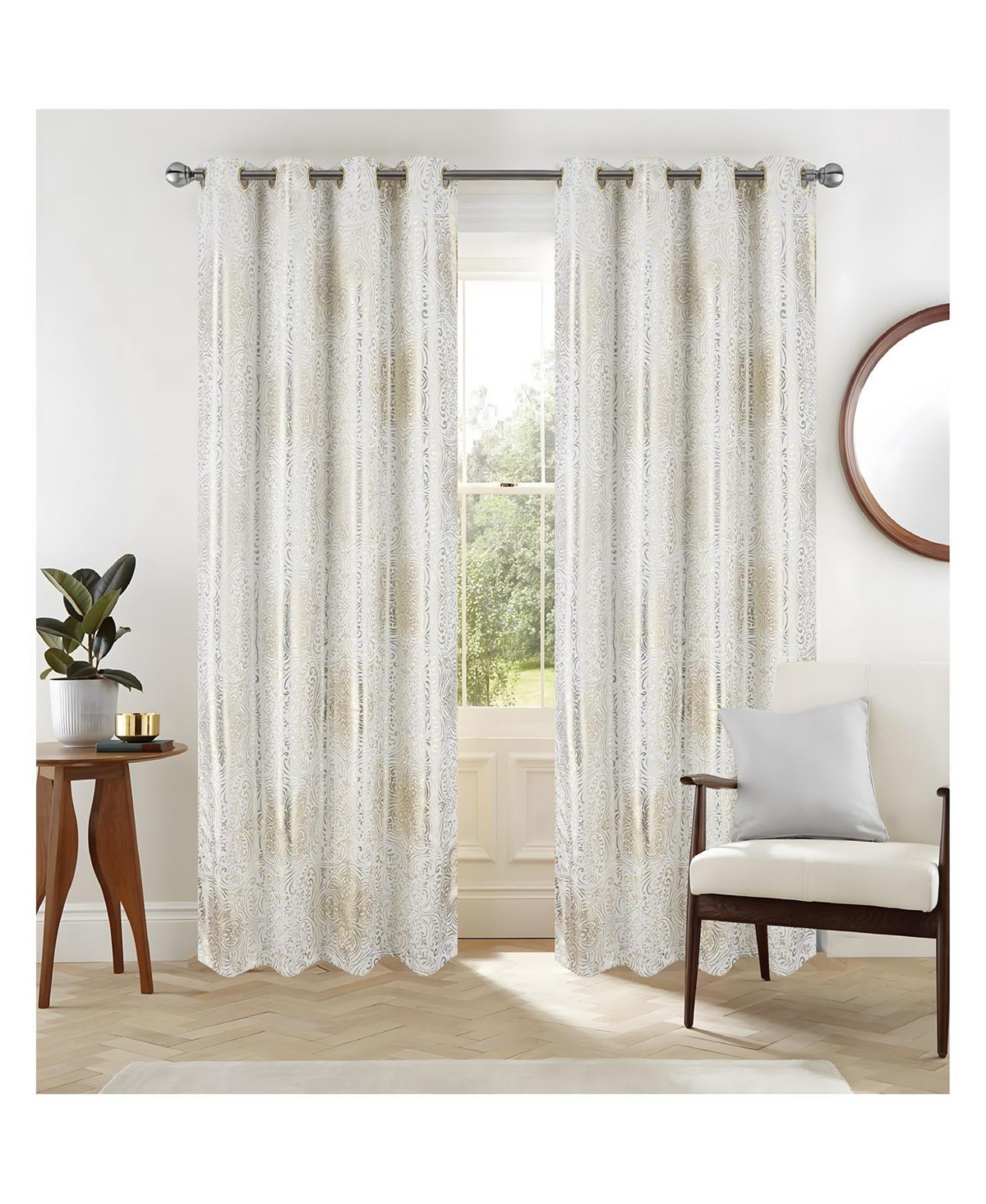 Rt Designer Collection Helena Halo Foil Blackout Luxurious Decorative Grommet Curtain Panel 54" x 90