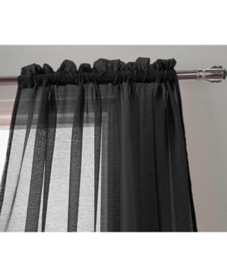 RT Designer Collection Celine Sheer Luxurious Modern Design Curtain Panel 54" x 84" Black