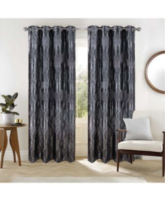 RT Designer Collection Hailey Halo Foil Blackout Grommet Curtain Panel 52" x 90" Black
