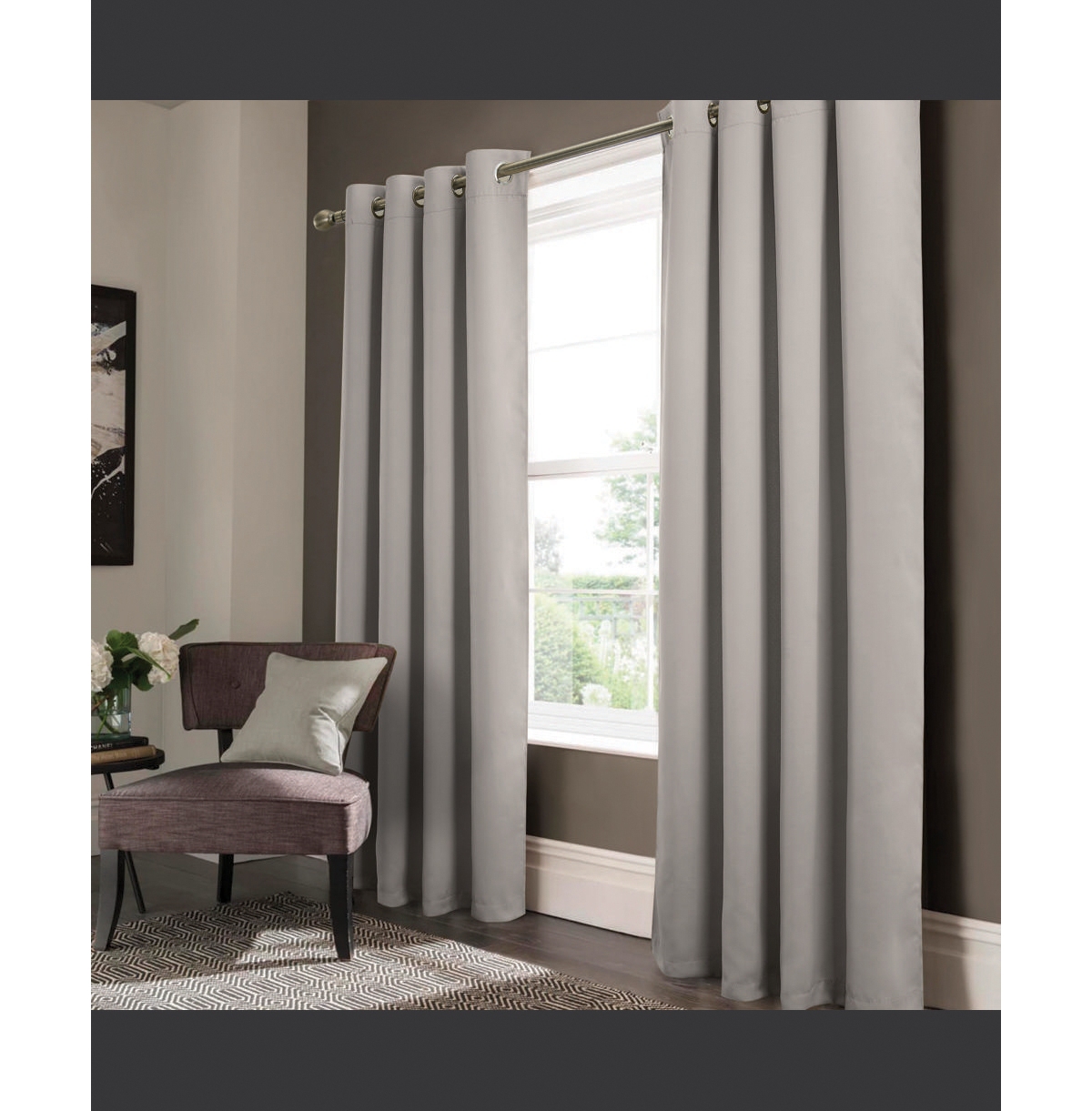 Rt Designers Collection Anchorage Premium Blackout Grommet Curtain Panel 54" x 63" Silver