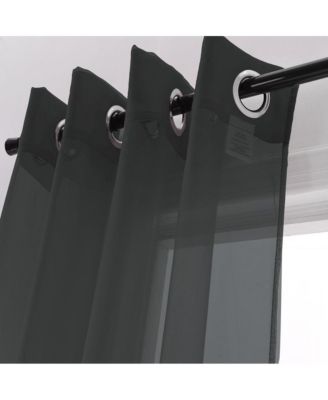 Cara One Sheer Grommet Light Filtering Curtain Panel 54" x 90" Black