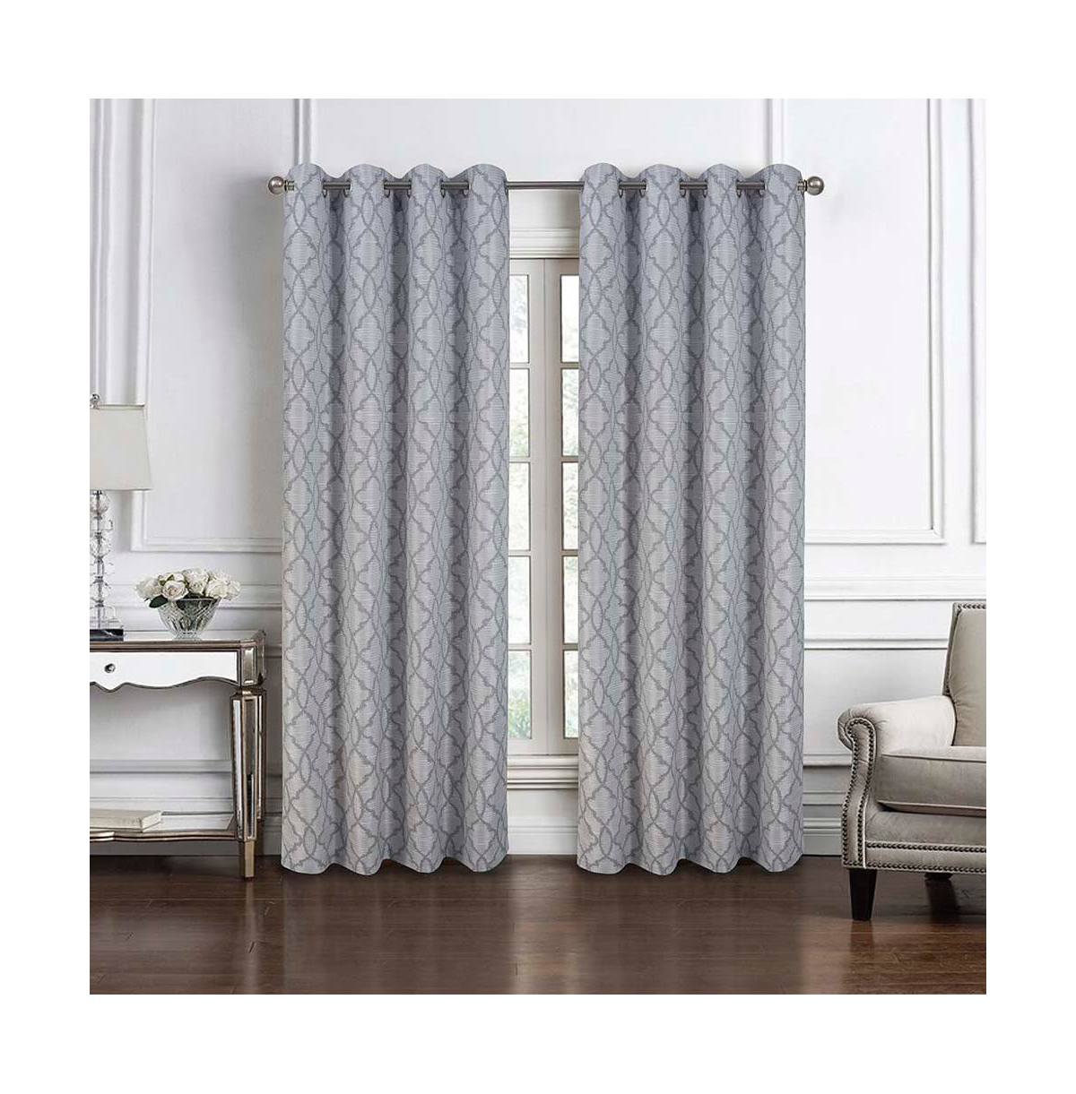 Rt Designers Collection Brookfield Jacquard High Quality Light Filtering Grommet Curtain Panel 54" x 84" Silver