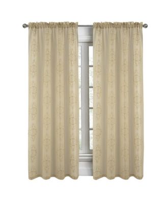 Andrea Emb Metallic Doily Rod Pocket Room Darkening Curtain Panels for Bedroom 54" x 95" Taupe