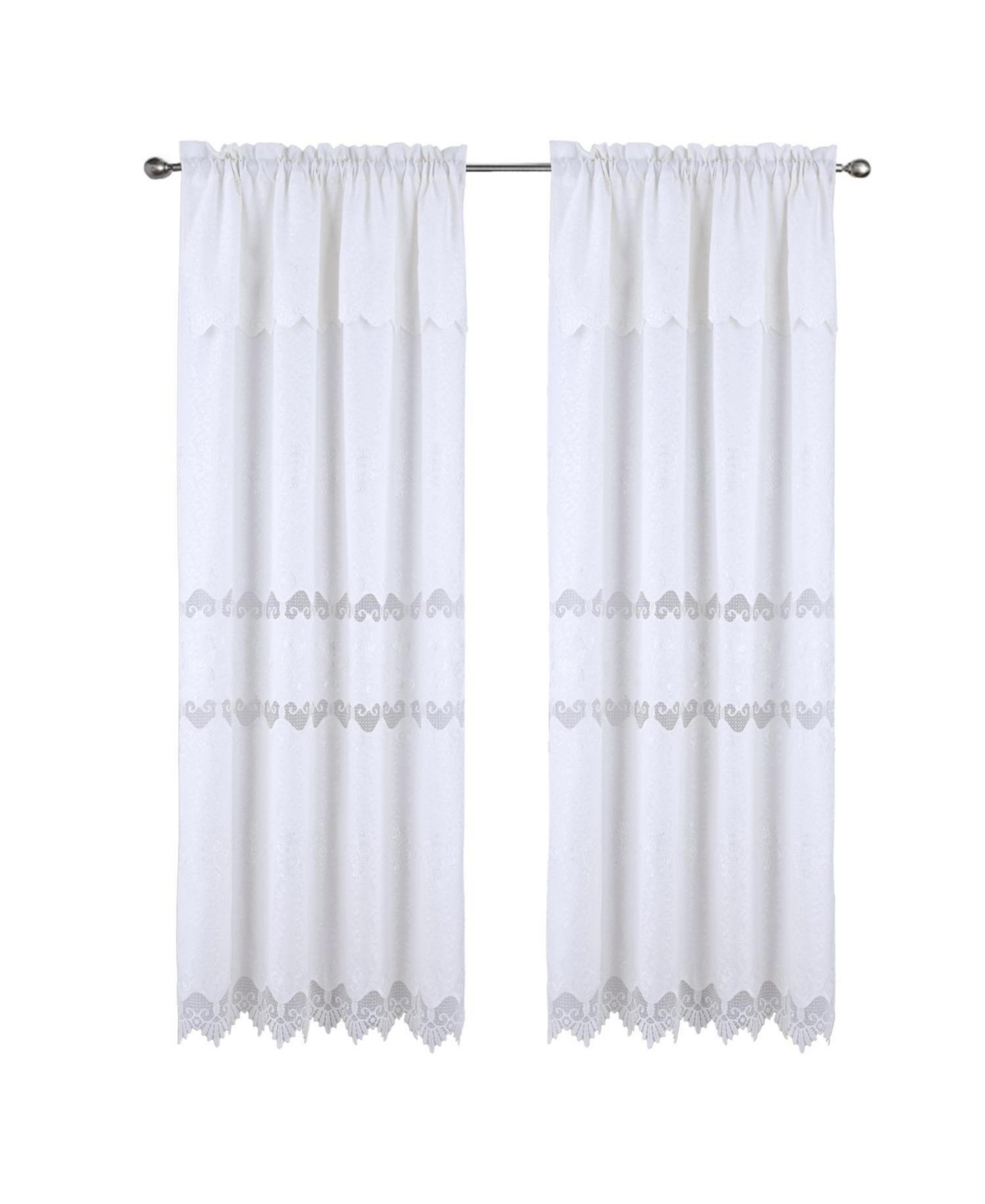 Rt Designer Collection Alice Macrame Luxurious Decorative Rod Pocket Curtain Panel 54" x 84" White