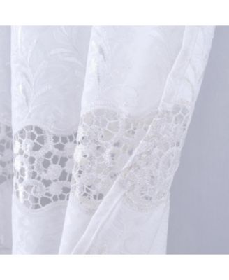 RT Designer Collection Antonia Macrame Luxurious Decorative Rod Pocket Curtain Panel 54" x 84" White