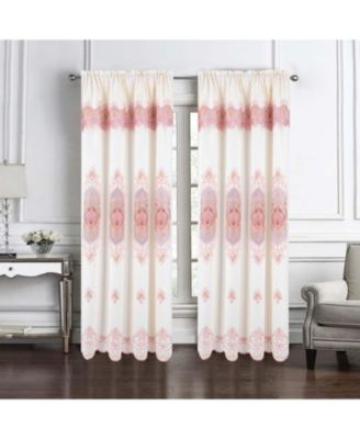 RT Designer Collection Betsy Macrame Rod Pocket Curtain Panel 52" x 84" Blush