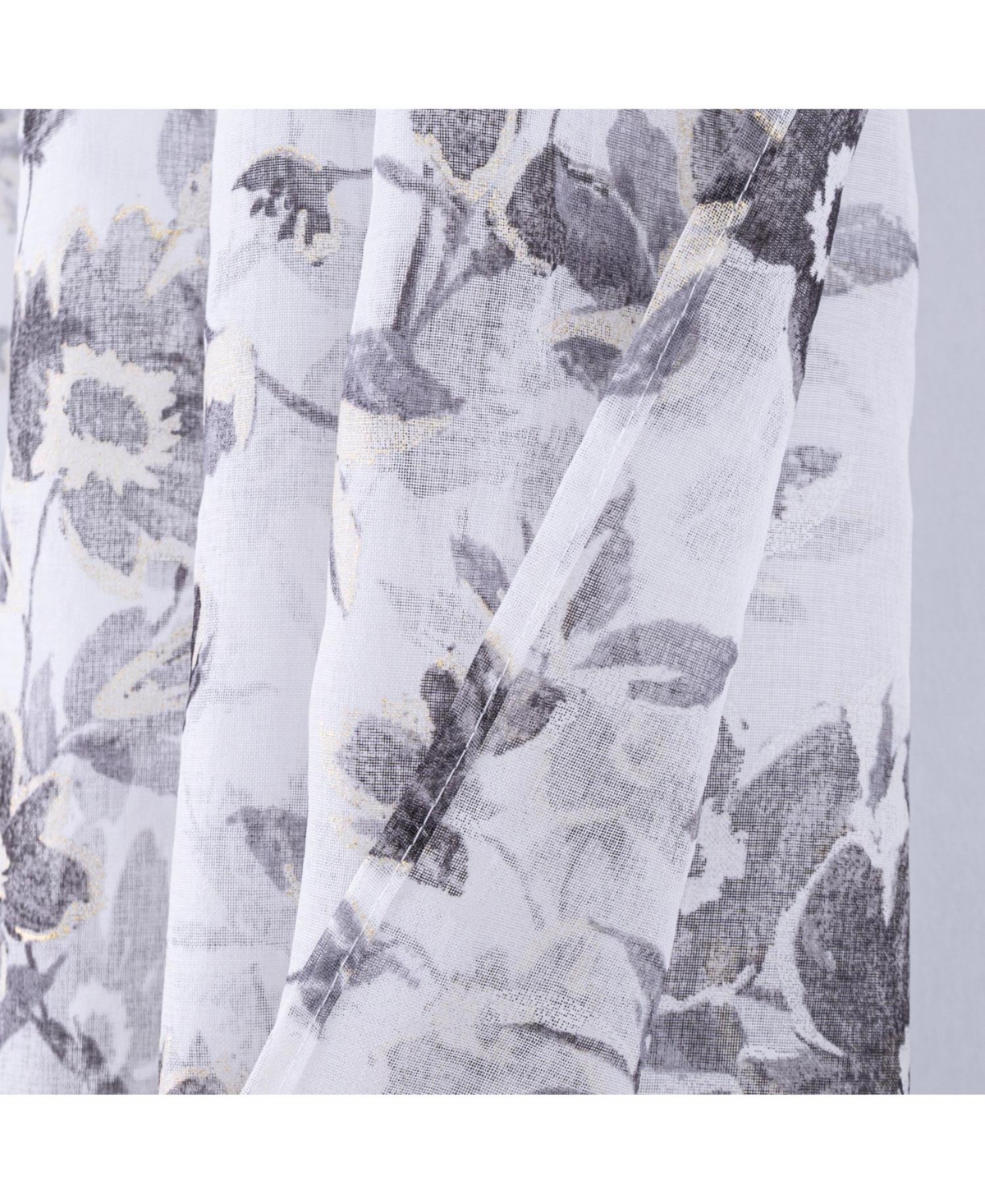 Rt Designers Collection Meadow Grommet Metallic Sheer Printed Doily Curtain Panel 54" x 84" Grey