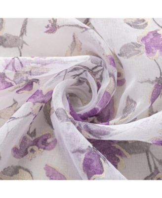 Meadow Grommet Metallic Sheer Printed Doily Curtain Panel 54" x 95" Lilac