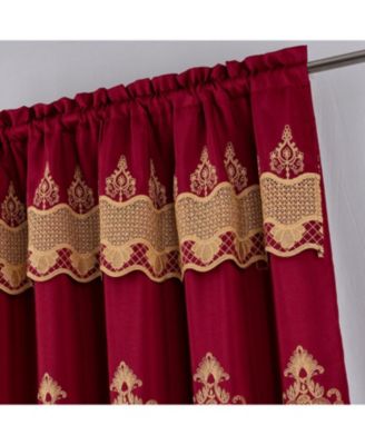 Debbie Macrame Construction 3" Rod Pocket Curtain Panel 54" x 90" Burg/Gold