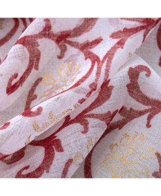 Crown Grommet Sheer Metallic Printed Doily Curtain Panel