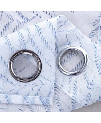 Faye Grommet Metallic Sheer Printed Doily Curtain Panel 54" x 84" Blue