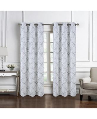 RT Designer Collection Kimber Embroidered Blackout Luxurious Decorative Grommet Curtain Panel 54" x 90" White