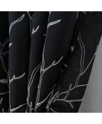 RT Designer Collection Luciana Embroidered Blackout Luxurious Decorative Grommet Curtain Panel 54" x Black