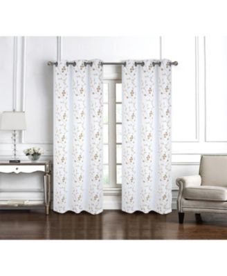 RT Designer Collection Lilian Embroidered Blackout Luxurious Decorative Grommet Curtain Panel 54" x 95" White