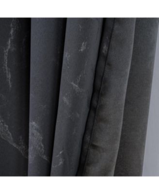 RT Designer Collection Heidi Halo Foil Blackout Luxurious Decorative Grommet Curtain Panel 54" x 90" Black