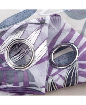 RT Designer Collection Fern Foil Printed Doily Luxurious Decorative Grommet Curtain Panel 54" x 90" Lilac