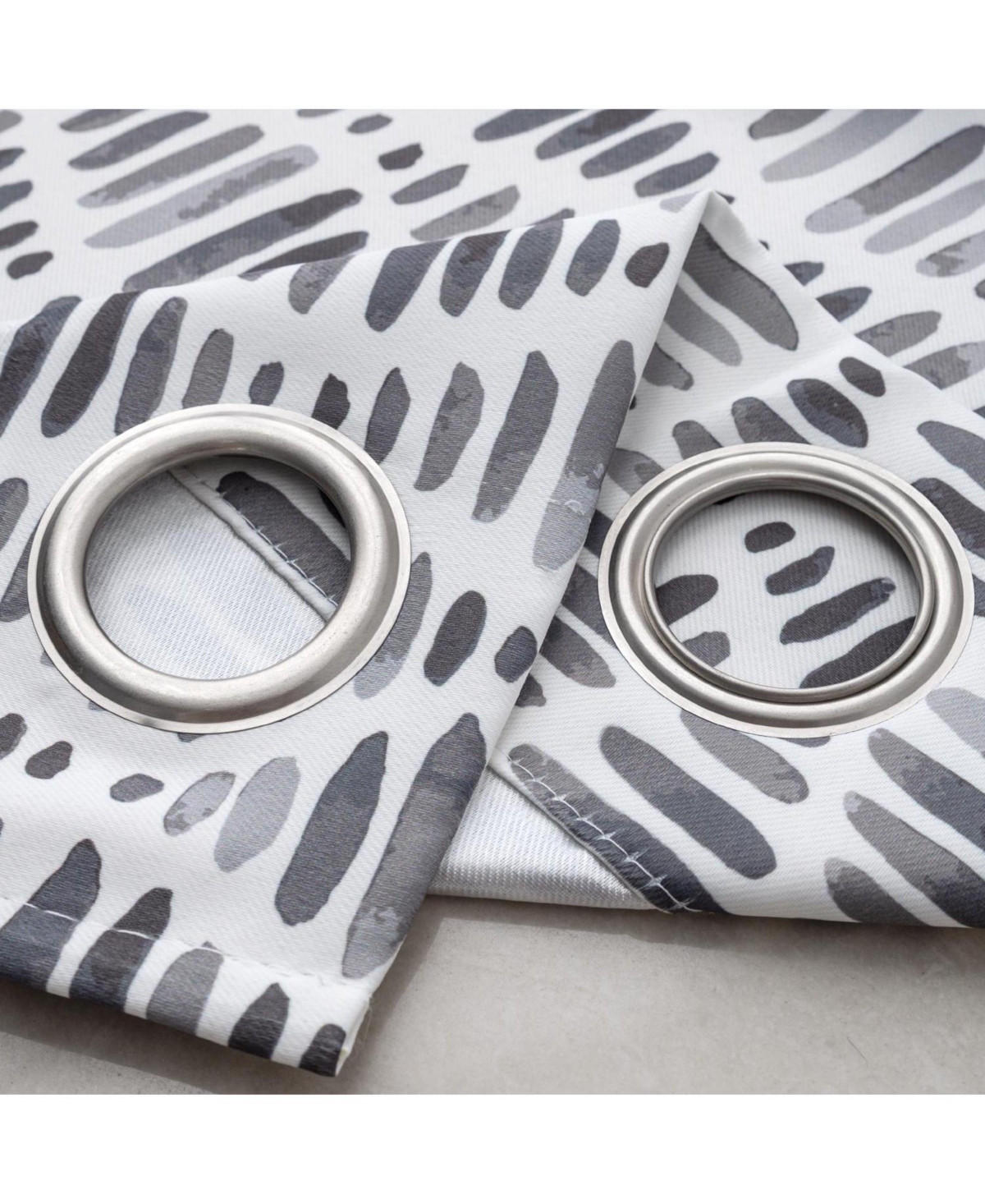 Rt Designer Collection Justice Printed 2 Pack Blackout Luxurious Decorative Grommet Curtain Panel 36" x 84" Grey