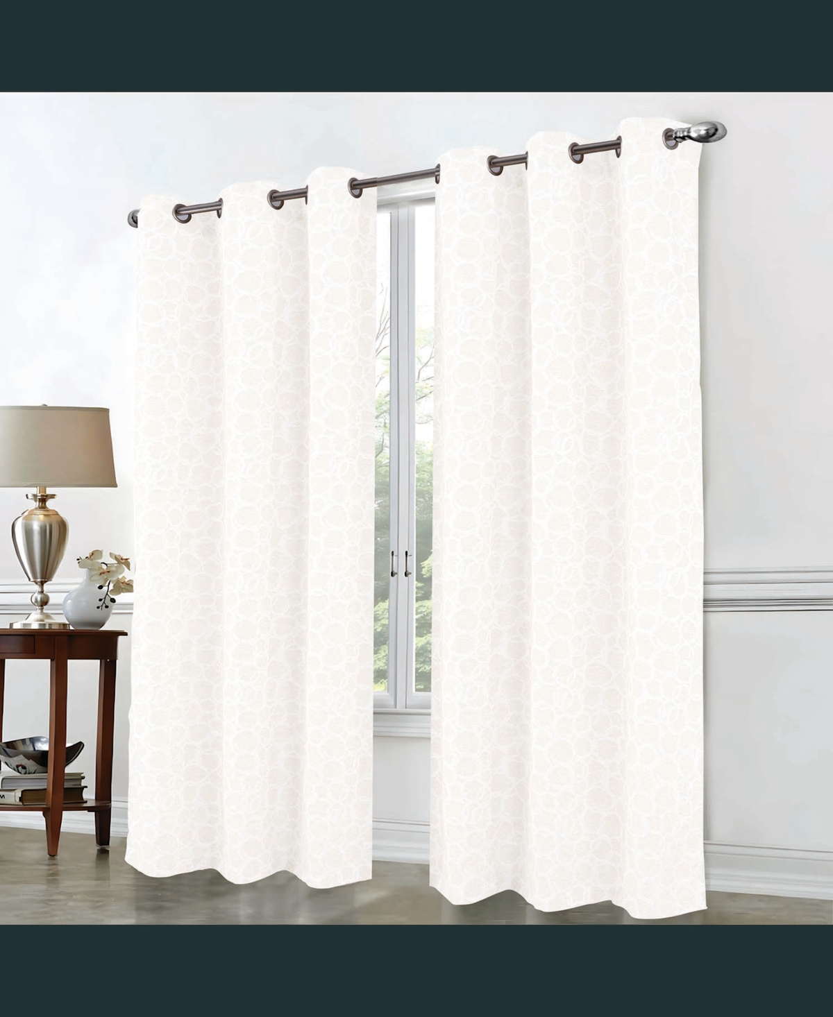 Rt Designer Collection Jasper Lurex Jacquard 2 Pack Grommet Curtain Panel 36" x 84" White