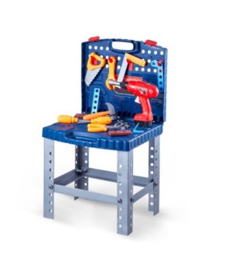 Kids Workbench, 56 PCS Tool Bench with Electric Drill & Realistic Tools, Pretend Construction Playset for Boys & Girls Age 3+